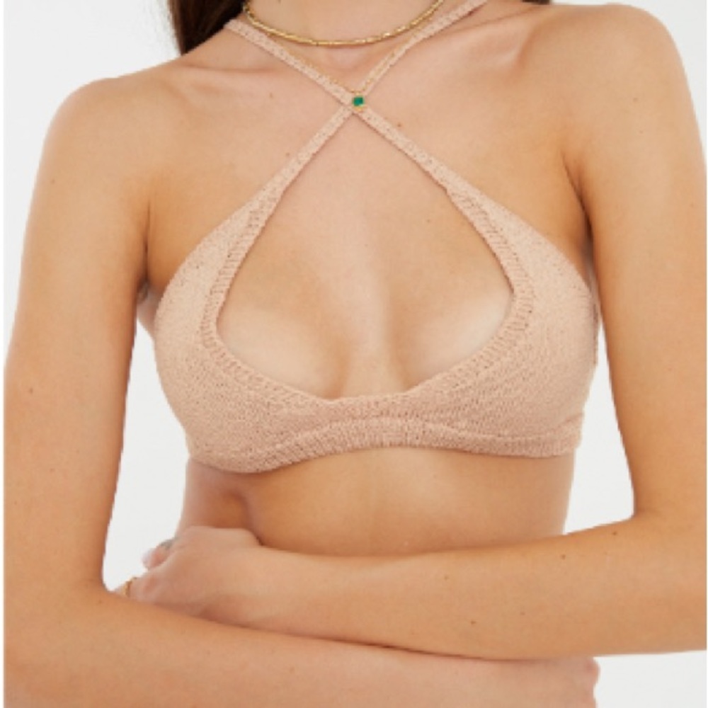 Ruve Shop Rika Knit/Crochet top in Almond/tan